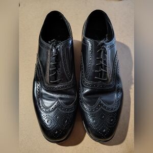 Florsheim Wingtip Oxford Sz 9.5 Black Leather Classic Dress Shoes Trump Approved